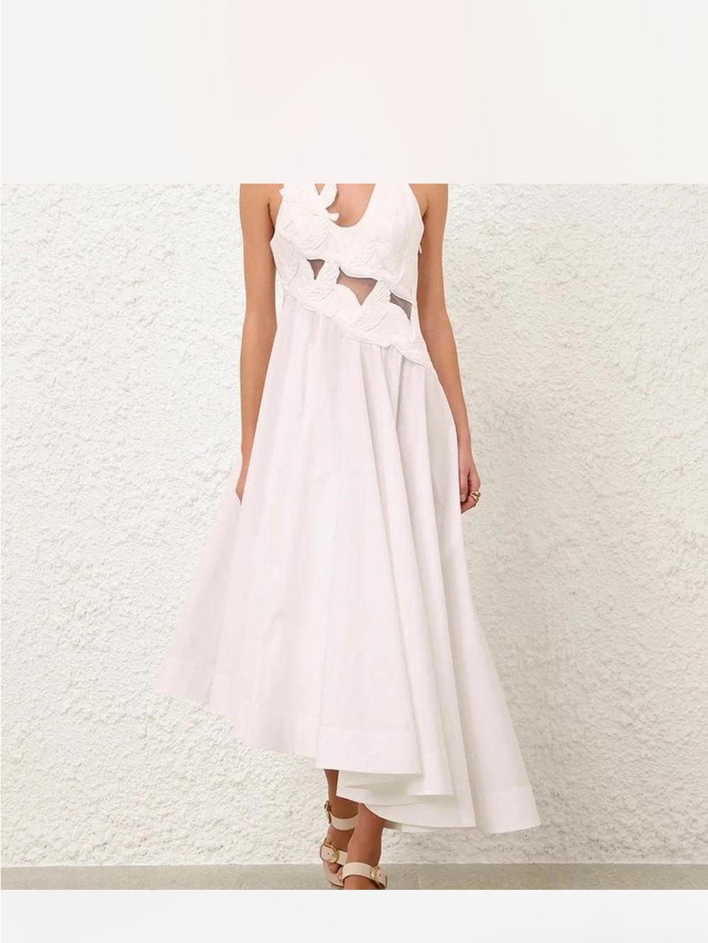Zimmermann White Cutout Lace High-Low Midi Dress